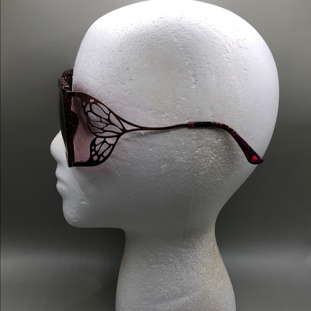 Betsey Johnson mermaid tail oversized glitter red rose sunglasses square. - Picture 10 of 10